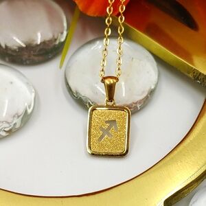 Dainty Zodiac Charm,♐/Sagittarius, 18K GP Golden Glam Delicate Pendant Necklace